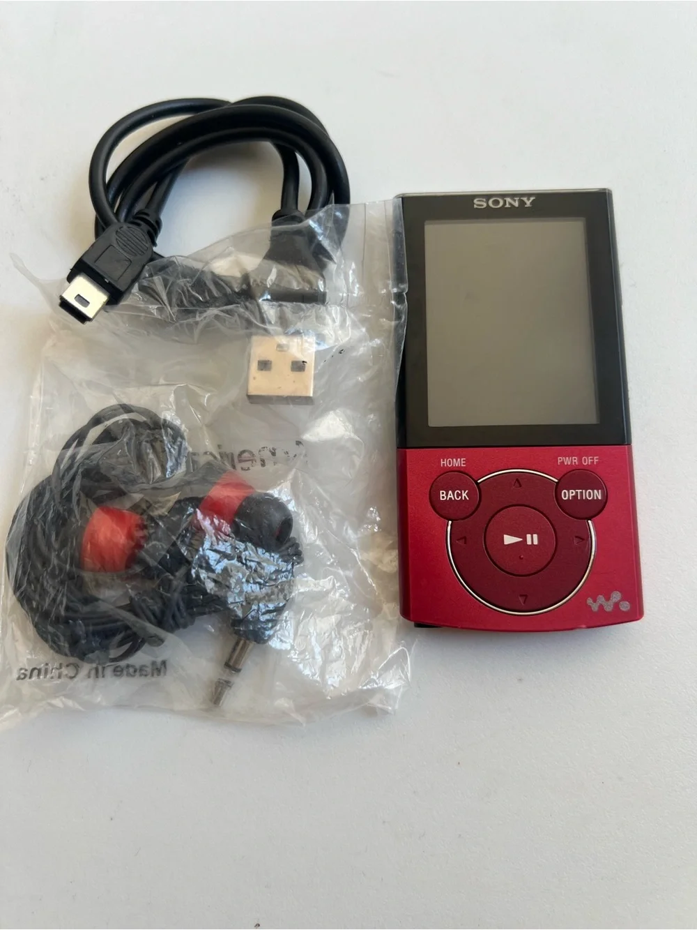 Sony NWZ-E344 Red Digital Walkman MP3 Player with Matching Earbuds and USB Cable